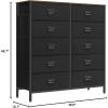 imageSONGMICS Dresser for Bedroom Storage Organizer Unit with 5 Fabric Drawers Chest of Drawers Steel Frame for Living Room Entryway Rustic Brown and Black ULTS215B01Rustic Brown  Black
