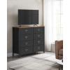 imageSONGMICS Dresser for Bedroom Storage Organizer Unit with 5 Fabric Drawers Chest of Drawers Steel Frame for Living Room Entryway Rustic Brown and Black ULTS215B01Rustic Brown  Black