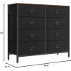 imageSONGMICS Dresser for Bedroom Storage Organizer Unit with 5 Fabric Drawers Chest of Drawers Steel Frame for Living Room Entryway Rustic Brown and Black ULTS215B01Rustic Brown  Black
