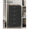 imageSONGMICS Dresser for Bedroom Storage Organizer Unit with 5 Fabric Drawers Chest of Drawers Steel Frame for Living Room Entryway Rustic Brown and Black ULTS215B01Rustic Brown  Black
