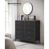 imageSONGMICS Dresser for Bedroom Storage Organizer Unit with 5 Fabric Drawers Chest of Drawers Steel Frame for Living Room Entryway Rustic Brown and Black ULTS215B01Rustic Brown  Black