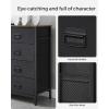 imageSONGMICS Dresser for Bedroom Storage Organizer Unit with 5 Fabric Drawers Chest of Drawers Steel Frame for Living Room Entryway Rustic Brown and Black ULTS215B01Rustic Brown  Black
