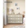 imageSONGMICS Dresser for Bedroom Storage Organizer Unit with 5 Fabric Drawers Chest of Drawers Steel Frame for Living Room Entryway Rustic Brown and Black ULTS215B01Rattan Yellow  Cream White