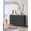 imageSONGMICS Dresser for Bedroom Storage Organizer Unit with 5 Fabric Drawers Chest of Drawers Steel Frame for Living Room Entryway Rustic Brown and Black ULTS215B01Rustic Brown  Black