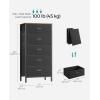 imageSONGMICS Dresser for Bedroom Storage Organizer Unit with 5 Fabric Drawers Chest of Drawers Steel Frame for Living Room Entryway Rustic Brown and Black ULTS215B01Rustic Brown  Black
