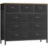imageSONGMICS Dresser for Bedroom Storage Organizer Unit with 5 Fabric Drawers Chest of Drawers Steel Frame for Living Room Entryway Rustic Brown and Black ULTS215B01Rustic Brown  Black