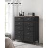 imageSONGMICS Dresser for Bedroom Storage Organizer Unit with 5 Fabric Drawers Chest of Drawers Steel Frame for Living Room Entryway Rustic Brown and Black ULTS215B01Rustic Brown  Black