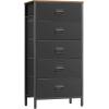 imageSONGMICS Dresser for Bedroom Storage Organizer Unit with 5 Fabric Drawers Chest of Drawers Steel Frame for Living Room Entryway Rustic Brown and Black ULTS215B01Rustic Brown  Black