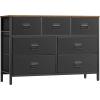 imageSONGMICS Dresser for Bedroom Storage Organizer Unit with 5 Fabric Drawers Chest of Drawers Steel Frame for Living Room Entryway Rustic Brown and Black ULTS215B01Rustic Brown  Black