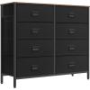 imageSONGMICS Dresser for Bedroom Storage Organizer Unit with 5 Fabric Drawers Chest of Drawers Steel Frame for Living Room Entryway Rustic Brown and Black ULTS215B01Rustic Brown  Black