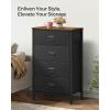 imageSONGMICS Dresser for Bedroom Storage Organizer Unit with 5 Fabric Drawers Chest of Drawers Steel Frame for Living Room Entryway Rustic Brown and Black ULTS215B01Rustic Brown  Black