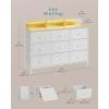 imageSONGMICS Dresser for Bedroom Storage Organizer with 9 Fabric Drawers and LED Lights Charging Station Steel Frame 132 x 449 x 33 Inches Entryway Cloud White ULTS519W01Cloud White