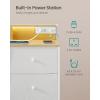imageSONGMICS Dresser for Bedroom Storage Organizer with 9 Fabric Drawers and LED Lights Charging Station Steel Frame 132 x 449 x 33 Inches Entryway Cloud White ULTS519W01Cloud White