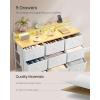 imageSONGMICS Dresser for Bedroom Storage Organizer with 9 Fabric Drawers and LED Lights Charging Station Steel Frame 132 x 449 x 33 Inches Entryway Cloud White ULTS519W01Cloud White