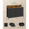 imageSONGMICS Dresser for Bedroom Storage Organizer with 9 Fabric Drawers and LED Lights Charging Station Steel Frame 132 x 449 x 33 Inches Entryway Cloud White ULTS519W01Ink Black