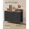 imageSONGMICS Dresser for Bedroom Storage Organizer with 9 Fabric Drawers and LED Lights Charging Station Steel Frame 132 x 449 x 33 Inches Entryway Cloud White ULTS519W01Ink Black