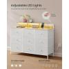 imageSONGMICS Dresser for Bedroom Storage Organizer with 9 Fabric Drawers and LED Lights Charging Station Steel Frame 132 x 449 x 33 Inches Entryway Cloud White ULTS519W01Cloud White