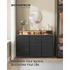 imageSONGMICS Dresser for Bedroom Storage Organizer with 9 Fabric Drawers and LED Lights Charging Station Steel Frame 132 x 449 x 33 Inches Entryway Cloud White ULTS519W01Ink Black
