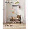 imageSONGMICS Expandable Shoe Rack 2 Tier Shoe Rack Shelf Adjustable Shoe Organizer Storage for 15 Pairs of Shoes Metal Free Standing Shoe Racks for Closet Front Door Entryway Easy Assembly Ink BlackInk Black