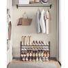 imageSONGMICS Expandable Shoe Rack 2 Tier Shoe Rack Shelf Adjustable Shoe Organizer Storage for 15 Pairs of Shoes Metal Free Standing Shoe Racks for Closet Front Door Entryway Easy Assembly Ink BlackBronze