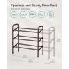 imageSONGMICS Expandable Shoe Rack 2 Tier Shoe Rack Shelf Adjustable Shoe Organizer Storage for 15 Pairs of Shoes Metal Free Standing Shoe Racks for Closet Front Door Entryway Easy Assembly Ink BlackBronze