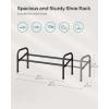 imageSONGMICS Expandable Shoe Rack 2 Tier Shoe Rack Shelf Adjustable Shoe Organizer Storage for 15 Pairs of Shoes Metal Free Standing Shoe Racks for Closet Front Door Entryway Easy Assembly Ink BlackInk Black