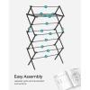 imageSONGMICS Foldable Clothes Drying Rack Laundry Drying Rack Clothes Airer Steel Frame 146 x 366 x 532 Inches Easy Assembly Indoor Outdoor Use Pearl White ULLR771W01Black