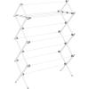 imageSONGMICS Foldable Clothes Drying Rack Laundry Drying Rack Clothes Airer Steel Frame 146 x 366 x 532 Inches Easy Assembly Indoor Outdoor Use Pearl White ULLR771W01White