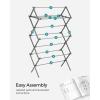 imageSONGMICS Foldable Clothes Drying Rack Laundry Drying Rack Clothes Airer Steel Frame 146 x 366 x 532 Inches Easy Assembly Indoor Outdoor Use Pearl White ULLR771W01Gray