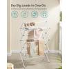 imageSONGMICS Foldable Clothes Drying Rack Laundry Drying Rack Clothes Airer Steel Frame 146 x 366 x 532 Inches Easy Assembly Indoor Outdoor Use Pearl White ULLR771W01White