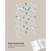 imageSONGMICS Foldable Clothes Drying Rack Laundry Drying Rack Clothes Airer Steel Frame 146 x 366 x 532 Inches Easy Assembly Indoor Outdoor Use Pearl White ULLR771W01White