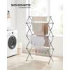 imageSONGMICS Foldable Clothes Drying Rack Laundry Drying Rack Clothes Airer Steel Frame 146 x 366 x 532 Inches Easy Assembly Indoor Outdoor Use Pearl White ULLR771W01Gray
