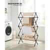 imageSONGMICS Foldable Clothes Drying Rack Laundry Drying Rack Clothes Airer Steel Frame 146 x 366 x 532 Inches Easy Assembly Indoor Outdoor Use Pearl White ULLR771W01Black