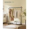 imageSONGMICS HOME DoubleRod Clothes Rack Clothing Rack on Wheels Portable Garment Rack with 2 Clothes Hanging Rails Fabric Shelf and Storage Bag MatchstickShaped Hooks Ink Black UHSR171B01Single Rod