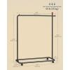 imageSONGMICS HOME DoubleRod Clothes Rack Clothing Rack on Wheels Portable Garment Rack with 2 Clothes Hanging Rails Fabric Shelf and Storage Bag MatchstickShaped Hooks Ink Black UHSR171B01Single Rod