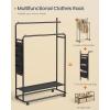 imageSONGMICS HOME DoubleRod Clothes Rack Clothing Rack on Wheels Portable Garment Rack with 2 Clothes Hanging Rails Fabric Shelf and Storage Bag MatchstickShaped Hooks Ink Black UHSR171B01Double Rod