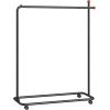 imageSONGMICS HOME DoubleRod Clothes Rack Clothing Rack on Wheels Portable Garment Rack with 2 Clothes Hanging Rails Fabric Shelf and Storage Bag MatchstickShaped Hooks Ink Black UHSR171B01Single Rod