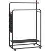 imageSONGMICS HOME DoubleRod Clothes Rack Clothing Rack on Wheels Portable Garment Rack with 2 Clothes Hanging Rails Fabric Shelf and Storage Bag MatchstickShaped Hooks Ink Black UHSR171B01Double Rod