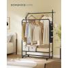 imageSONGMICS HOME DoubleRod Clothes Rack Clothing Rack on Wheels Portable Garment Rack with 2 Clothes Hanging Rails Fabric Shelf and Storage Bag MatchstickShaped Hooks Ink Black UHSR171B01Double Rod