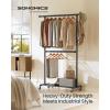 imageSONGMICS HeavyDuty Clothes Rack DoubleRod Clothing Rack for Hanging Clothes Industrial Garment Rack on Wheels Metal Frame 2 Casters with Brakes Commercial Display Black UHSR60BMiddle Rod