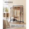 imageSONGMICS HeavyDuty Clothes Rack DoubleRod Clothing Rack for Hanging Clothes Industrial Garment Rack on Wheels Metal Frame 2 Casters with Brakes Commercial Display Black UHSR60BDouble Rod