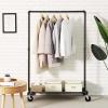 imageSONGMICS HeavyDuty Clothes Rack DoubleRod Clothing Rack for Hanging Clothes Industrial Garment Rack on Wheels Metal Frame 2 Casters with Brakes Commercial Display Black UHSR60BSingle Rod