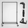 imageSONGMICS HeavyDuty Clothes Rack DoubleRod Clothing Rack for Hanging Clothes Industrial Garment Rack on Wheels Metal Frame 2 Casters with Brakes Commercial Display Black UHSR60BSingle Rod