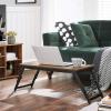 imageSONGMICS Laptop Desk Bed Sofa Breakfast Tray Adjustable Tilt Top RightLeft Handed Adjustable Folding Legs Drawer Rustic Dark Brown ULLD110B01