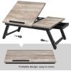 imageSONGMICS Laptop Desk for Bed or Sofa with Tilting Top Breakfast Serving Tray with Folding Legs Fits up to 156 Inches Screen 24269 x 137 x 88126 Inches Rustic Brown ULLD105B01Greige