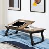 imageSONGMICS Laptop Desk for Bed or Sofa with Tilting Top Breakfast Serving Tray with Folding Legs Fits up to 156 Inches Screen 24269 x 137 x 88126 Inches Rustic Brown ULLD105B01Rustic Brown