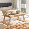 imageSONGMICS Laptop Desk for Bed or Sofa with Tilting Top Breakfast Serving Tray with Folding Legs Fits up to 156 Inches Screen 24269 x 137 x 88126 Inches Rustic Brown ULLD105B01Natural