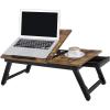 imageSONGMICS Laptop Desk for Bed or Sofa with Tilting Top Breakfast Serving Tray with Folding Legs Fits up to 156 Inches Screen 24269 x 137 x 88126 Inches Rustic Brown ULLD105B01Rustic Brown