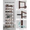 imageSONGMICS Narrow Shoe Rack Sturdy 8 Tier Metal Tall Shoe Rack Shelf Slim Shoe Storage Organizer for Closet Entryway Small Spaces Vertical Shoe Stand Tower for 18 Pairs Shoes Easy Assembly BlackBronze