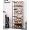 imageSONGMICS Narrow Shoe Rack Sturdy 8 Tier Metal Tall Shoe Rack Shelf Slim Shoe Storage Organizer for Closet Entryway Small Spaces Vertical Shoe Stand Tower for 18 Pairs Shoes Easy Assembly BlackBronze